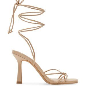 Open Edit by Nordstrom Karyn Ankle Tie Sandal - Beige, Flare Heel  Size 11  NEW